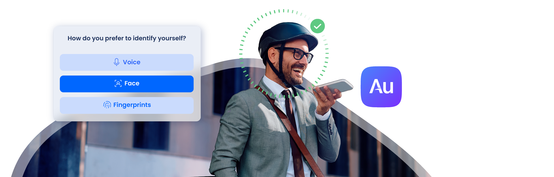 User authenticating via his mobile device using the Facephi app