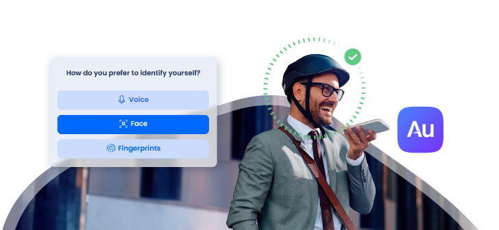 User authenticating via his mobile device using the Facephi app