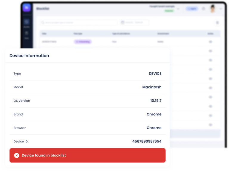 Graph of IDV Suite showing that the device is in the blacklist