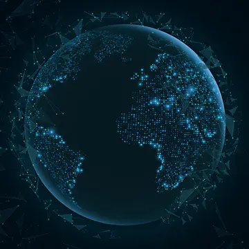 Abstract planet earth with flying triangles