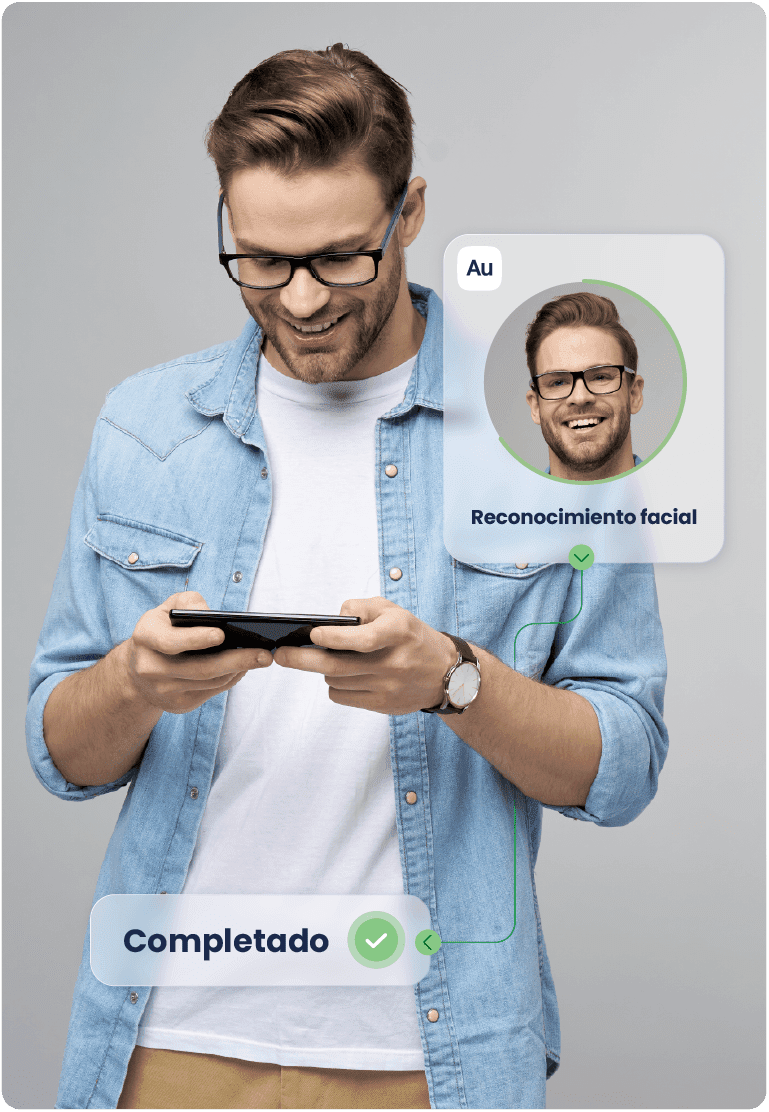 A man logs in using facial recognition