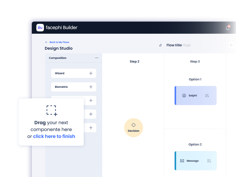 Facephi Builder with drag and drop components