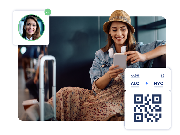 Viajera haciendo el embarque a través de nuestras aplicaciones