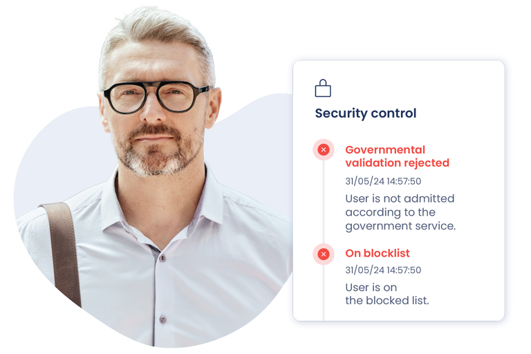 Security controls to a user with AML Screening. The user has not passed the control