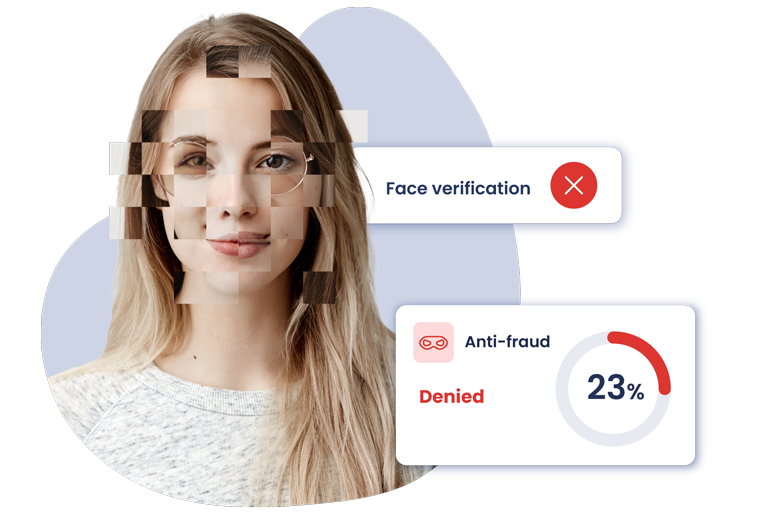 User's face made up of various elements, whose identity has been denied