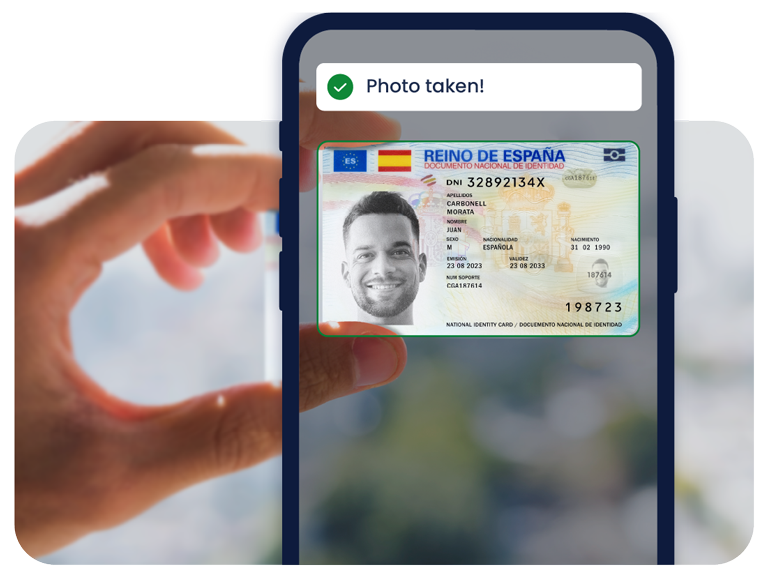Taking a photo of an ID card from a mobile device