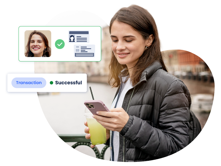 Young female user making a transaction from her mobile device