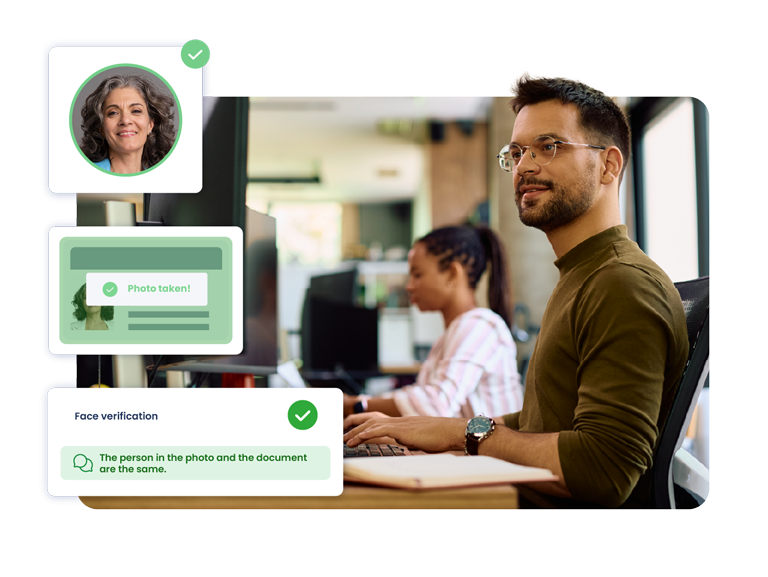 Civil servant verifying the identity of a person