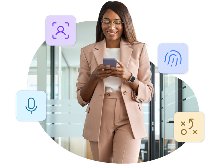 Woman checking information on a mobile phone
