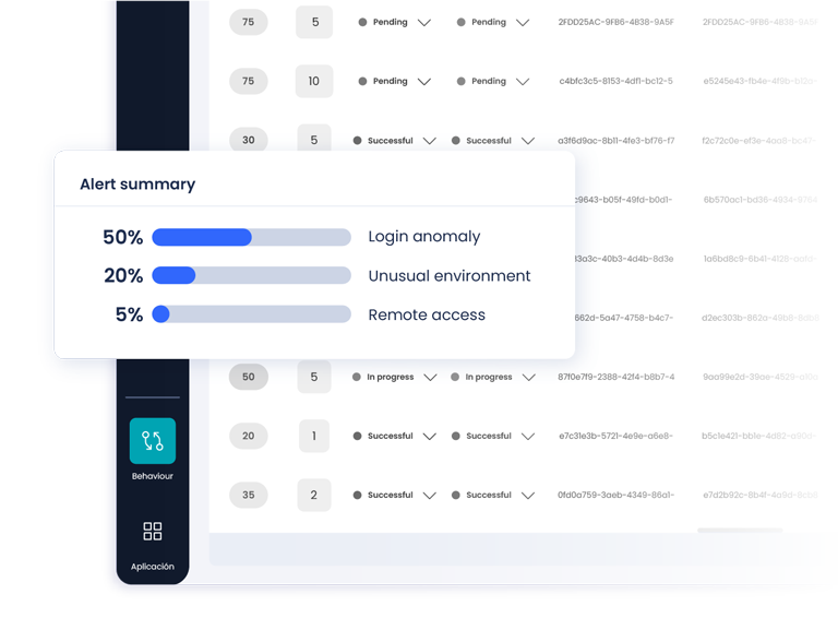 Window with overlaid notifications from the Facephi Identity Platform application