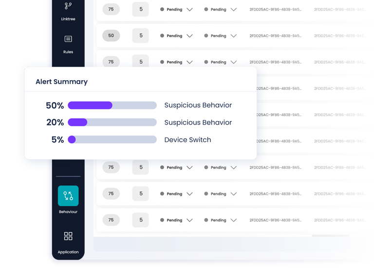 Plusieurs alertes à l’écran de la plateforme Facephi Identity.