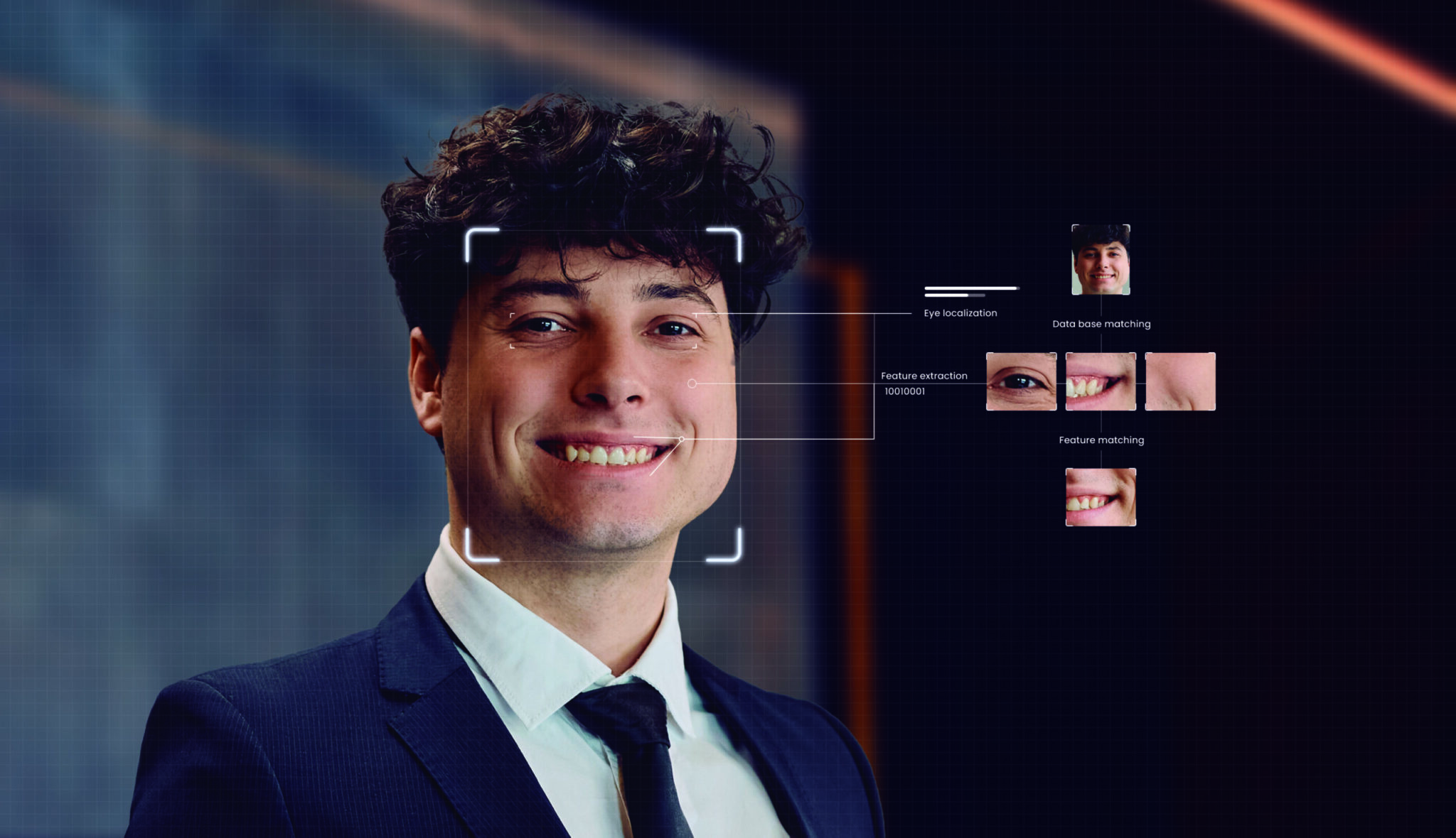 Persona con detalles identificativos de la cara resaltados