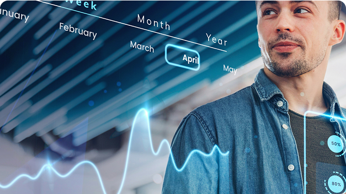 Usuario con gráficas de datos superpuestas