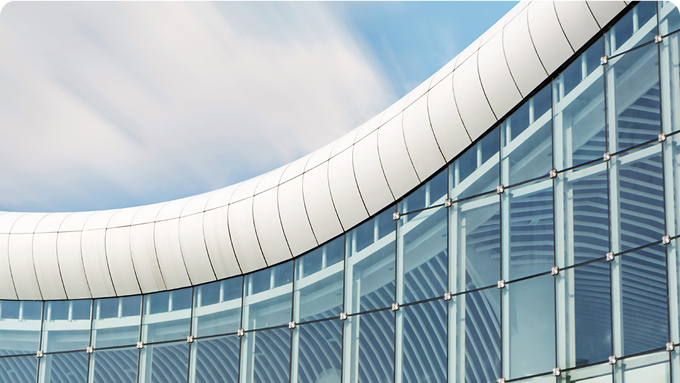 Facade of a modern building with glass walls