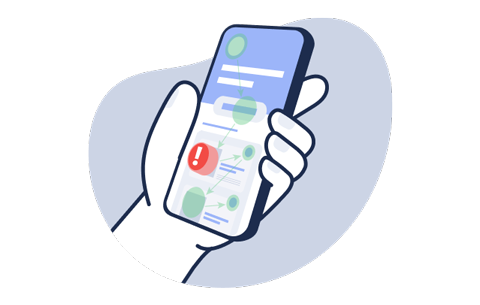 Ilustração de uma tela de celular com informações gerais