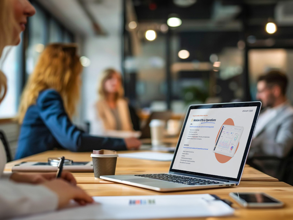 Notebook em primeiro plano com dados sobre KPIs