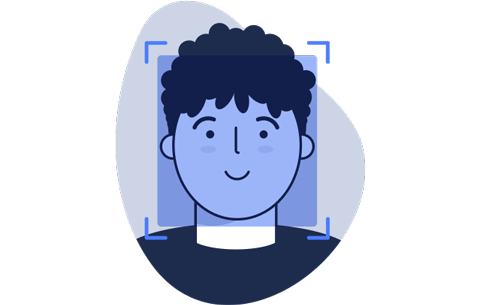 Dibujo de un usuario cuya cara es capturada por nuestra app de reconocimiento facial