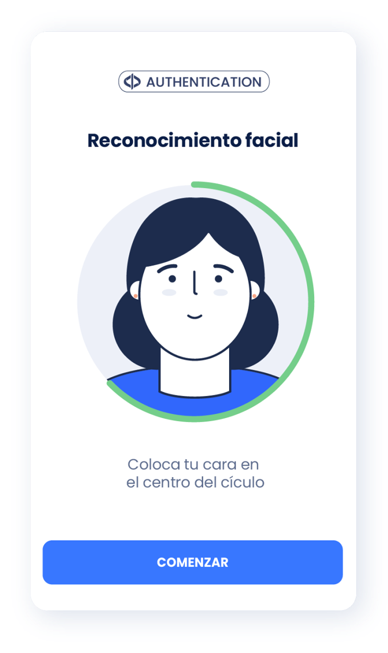 Dibujo que muestra el primer paso del proceso de reconocimiento facial biométrico