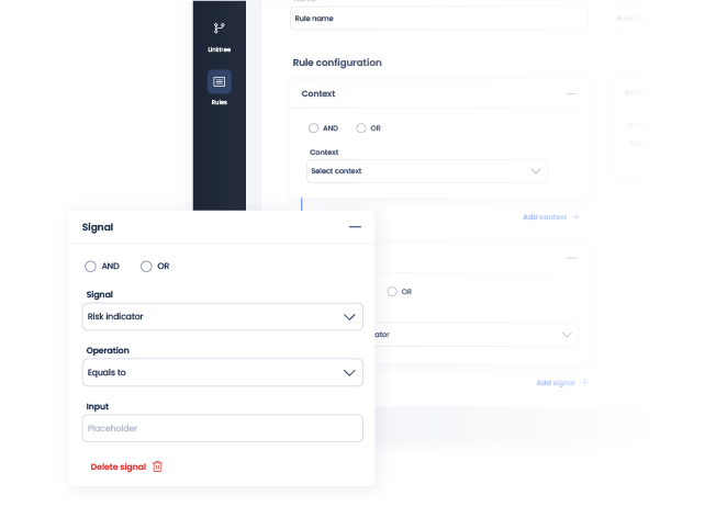 Panel de la plataforma que muestra como configurar las reglas