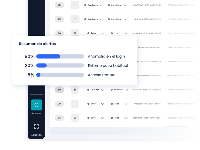 Ventana, con avisos superpuestos, de la aplicación Facephi Identity Platform