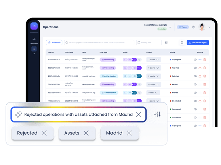 Pantalla general operaciones