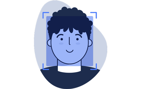 Dibujo de un usuario cuya cara es capturada por nuestra app de reconocimiento facial