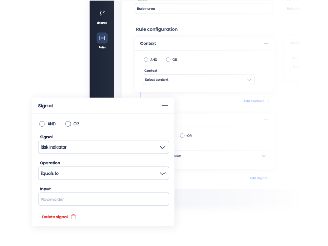 Panel de la plataforma que muestra como configurar las reglas