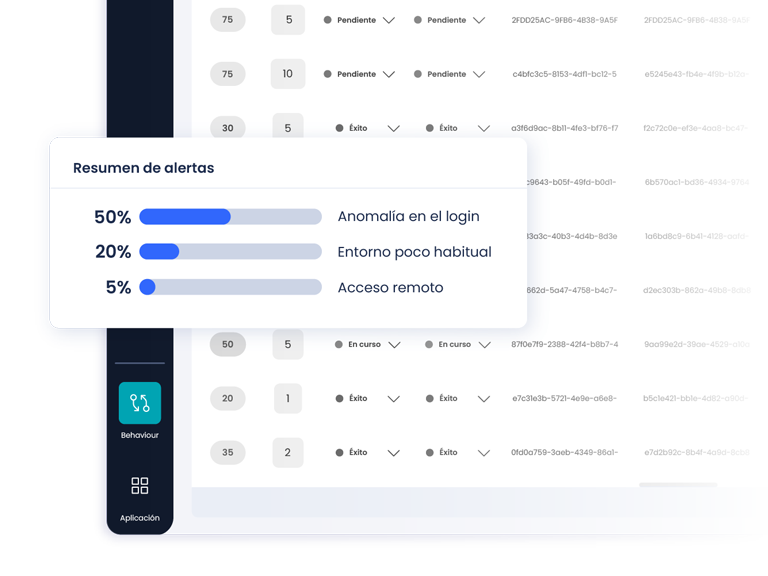 Ventana, con avisos superpuestos, de la aplicación Facephi Identity Platform